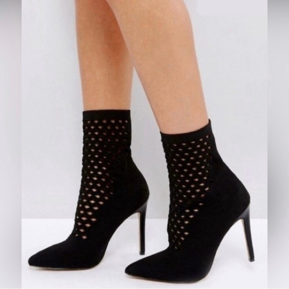 Aldo Seassi Black Perforated Sock Booties | Size 9 | NEW
